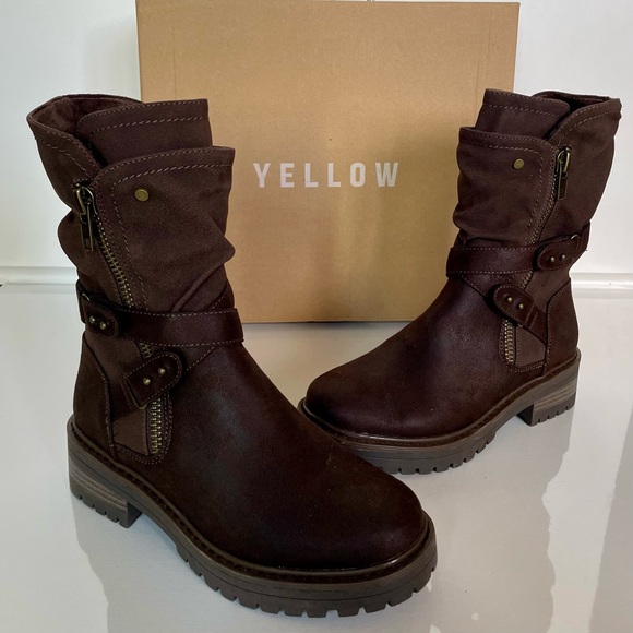 Combat Moto Boots - Faux Suede - Dark Brown - Lug Sole - Side Zipper - NWT - Picture 13 of 13